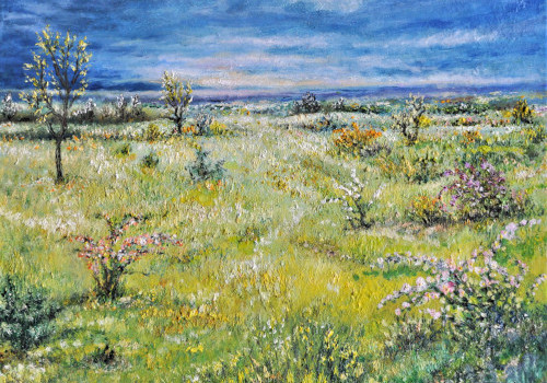 Peinture d'un paysage au printemps